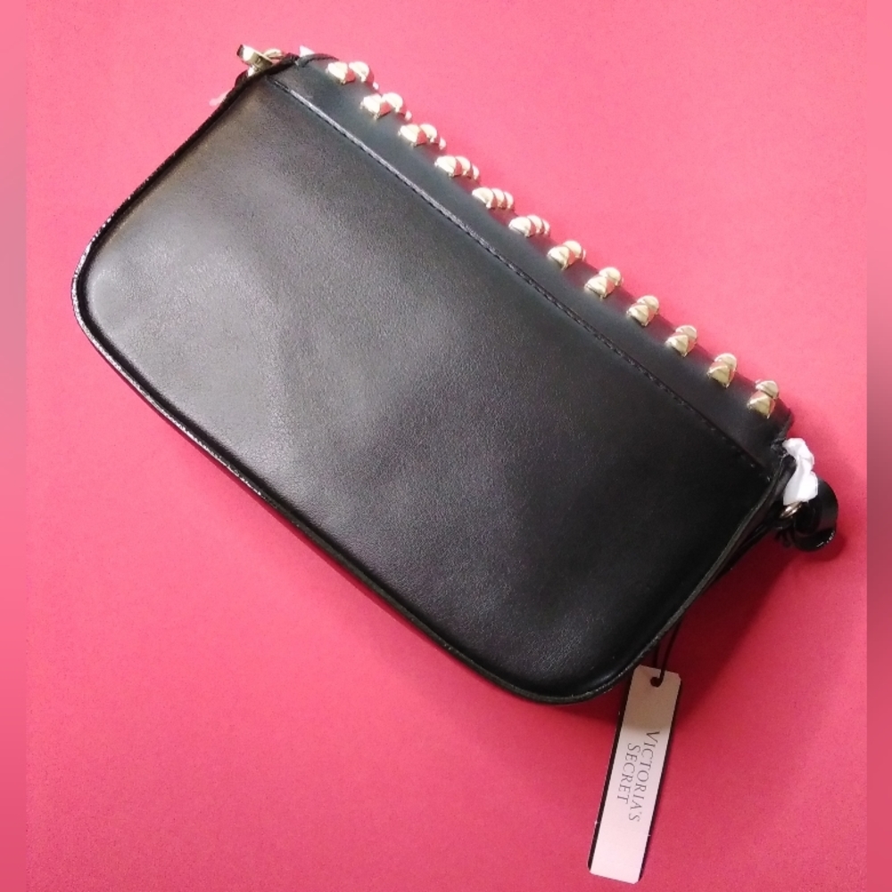 Victoria's secret Brand New!! (gold studded) Black, crossbody, or clutch. - Picture 3 of 8